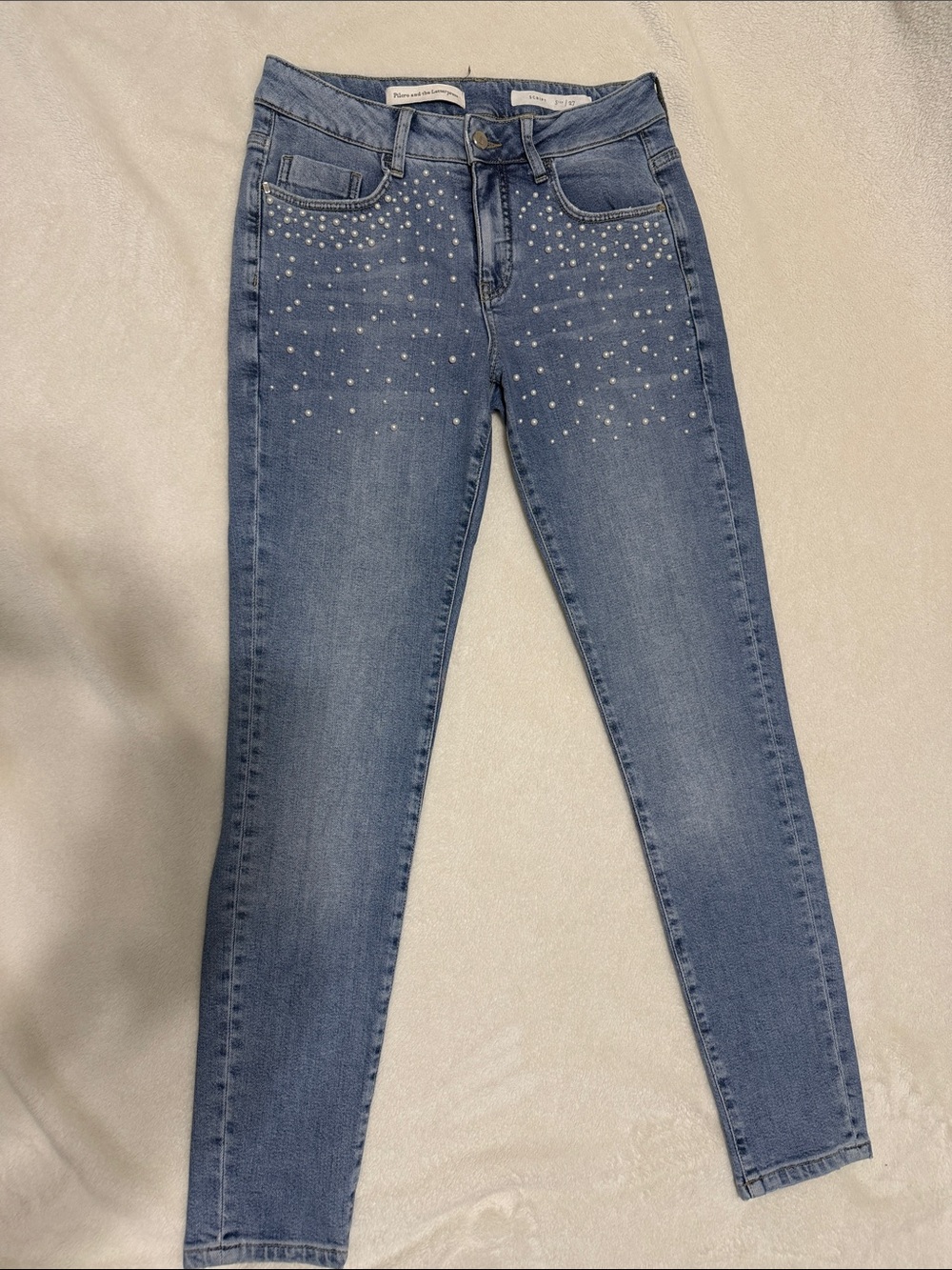 Pilcro and the Letterpress Light Blue Skinny Jeans with Stud Accents